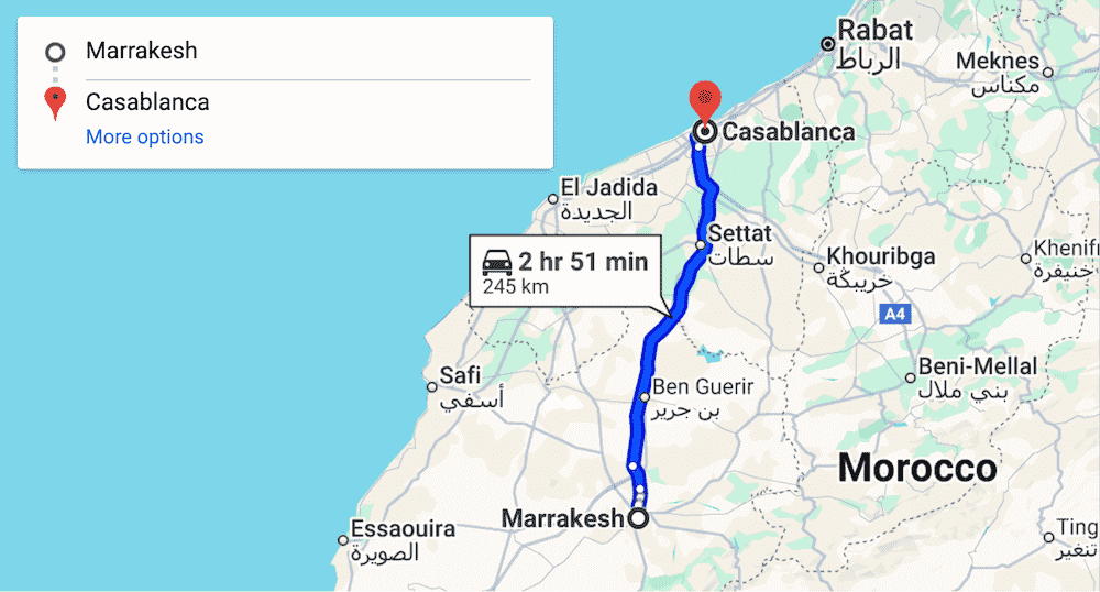 Distance Between Casablanca & Marrakech - Travel Guide