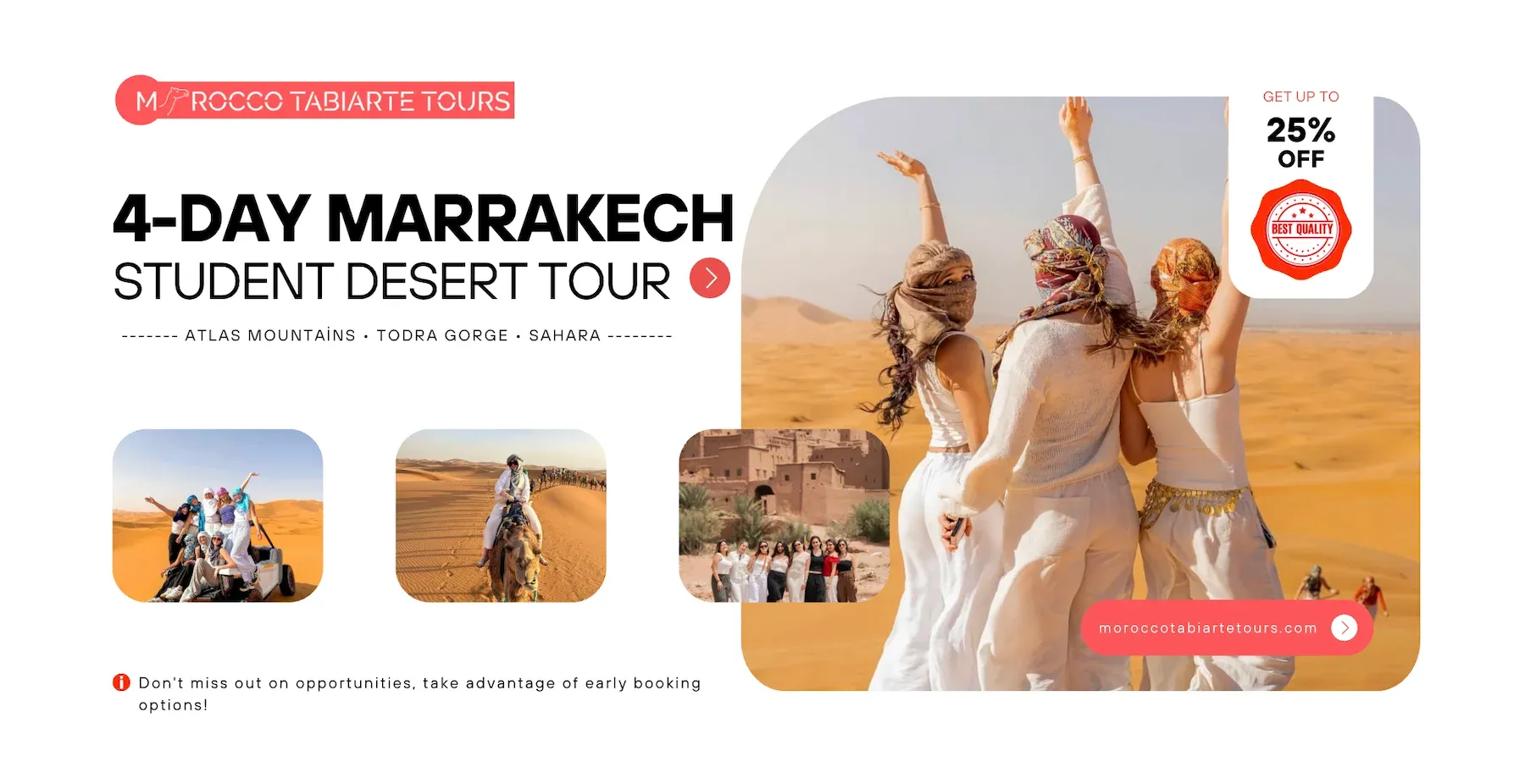 Morocco student group tour visiting Todra Gorge and Sahara Desert during 4 day Marrakech desert tour