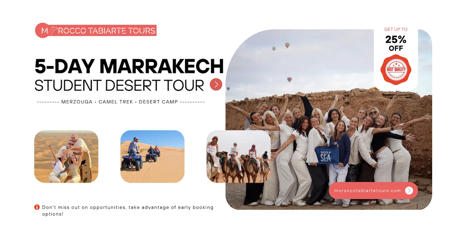 Morocco student Sahara tour visiting nomad families and Erg Chebbi dunes on 5 day Marrakech desert trip